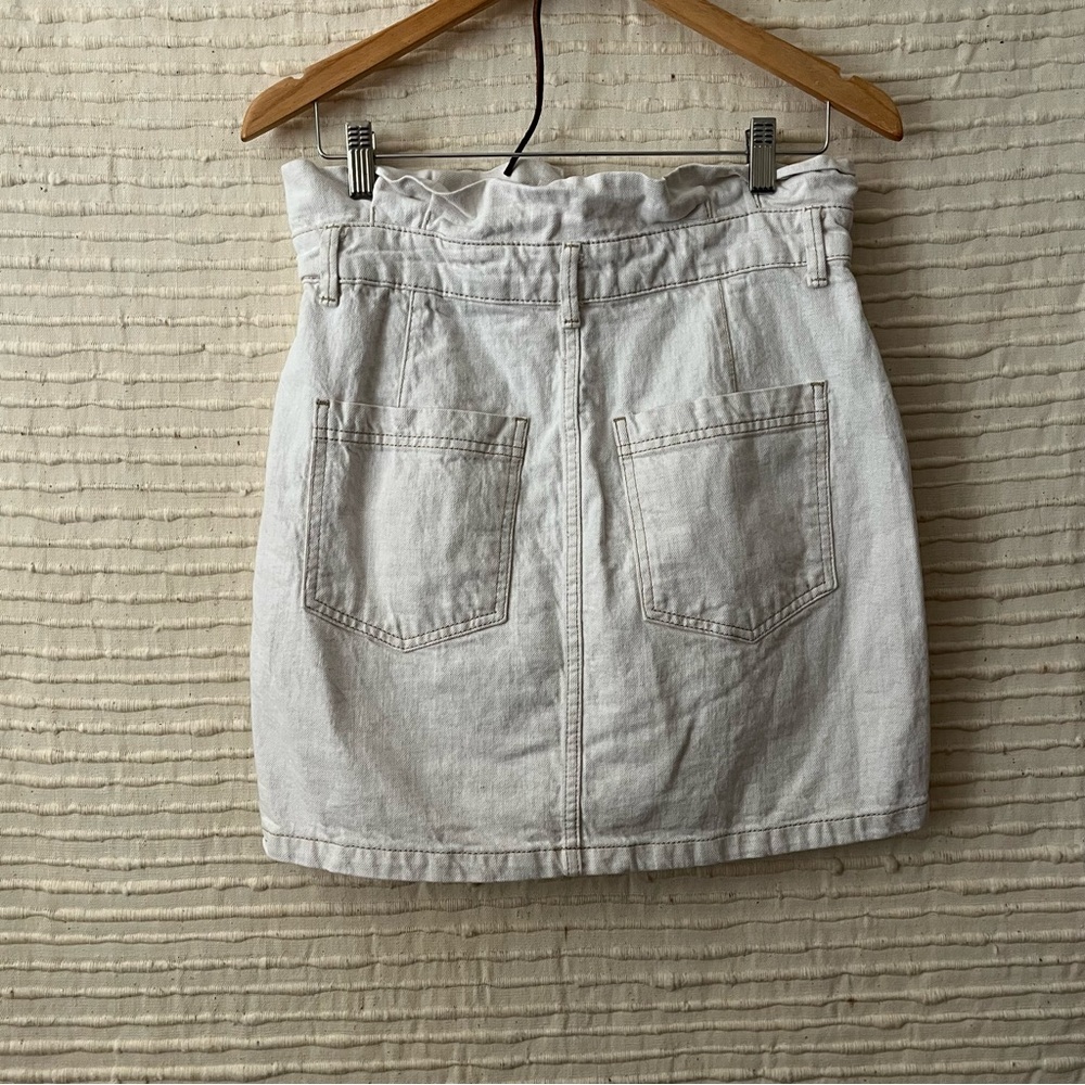 (NO BELT) Free People Splendor in the Grass Oatmeal Paper Bag Mini Skirt Size 8 - Picture 9 of 11